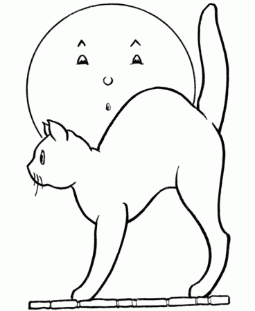 Scary Halloween Coloring Page - Halloween Scary Cat - Free ...