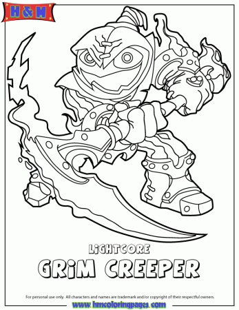 Skylanders Swap Force Undead Lightcore Grim Creeper Coloring Page ...