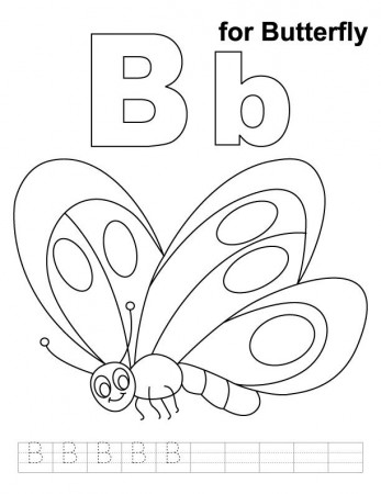 B for butterfly coloring page with handwriting practice | Download Free B  for bu… | Butterfly coloring page, Alphabet coloring pages, Kindergarten coloring  pages