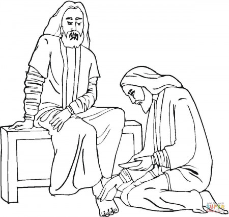 Jesus Foot Washing coloring page | Free Printable Coloring Pages