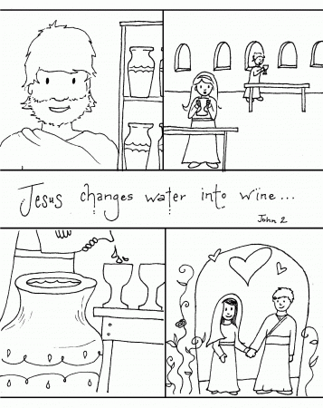 Jesus Turns Water into Wine Coloring Pages