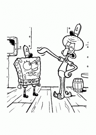 SquidWard is Angry to SpongeBob in Krusty Krab Coloring Page ...