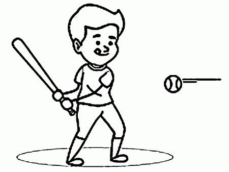 Little League Player Hitting Baseball Coloring Page | Wecoloringpage