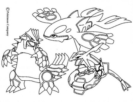 POKEMON BATTLES coloring pages - Groudon, Raykaza and Kyogre