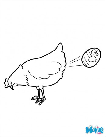 Chicken throwing chocolate eggs coloring pages - Hellokids.com
