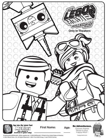 McDonalds Happy Meal Coloring Sheet – Lego Movie 2 – Kids Time
