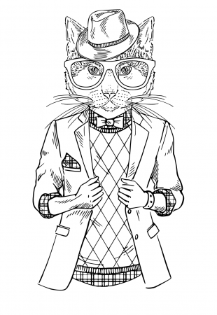 Free Printable Cool Cat Coloring Page, Sheet and Picture for Adults and  Kids (Girls and Boys) - Babeled.com