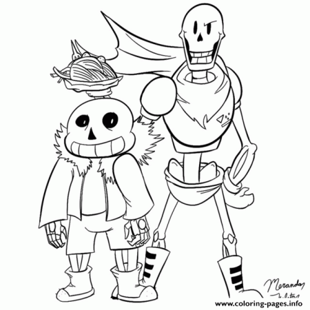 Sans And Papyrus By Dragonfire1000 Coloring Pages Printable