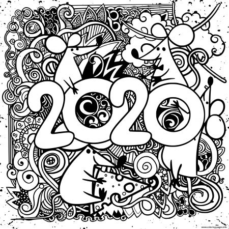 Happy New Year 2020 Coloring Pages Printable