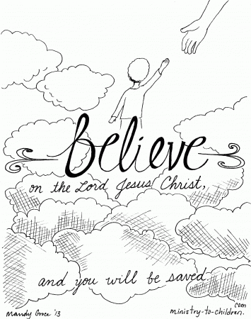 Believe on the Lord Jesus” Coloring Page