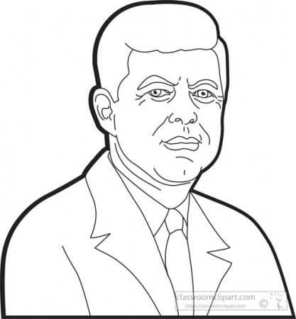 American Presidents Clipart - president-john-f-kennedy-clipart-outline -  Classroom Clipart