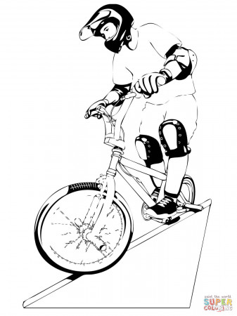 Riding BMX coloring page | Free Printable Coloring Pages