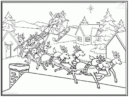 santa with reindeer coloring - Clip Art Library