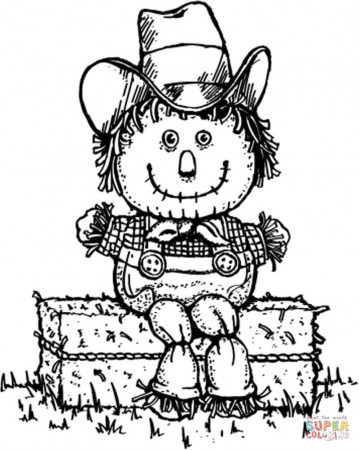 Scarecrow Hay-Man in Old Clothes coloring page | Free Printable Coloring  Pages
