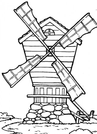 Country Windmills Coloring Pages : Batch Coloring
