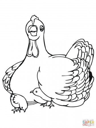 Brood Hen with Chicks coloring page | Free Printable Coloring Pages