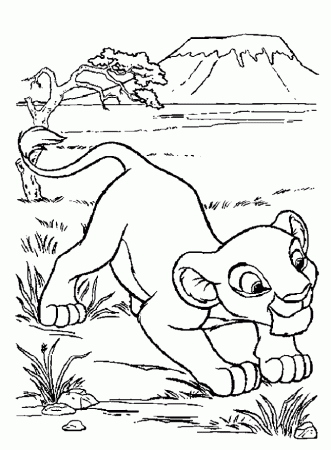Lion King Coloring Pages Disney : Simba with flowers Coloring Page ...