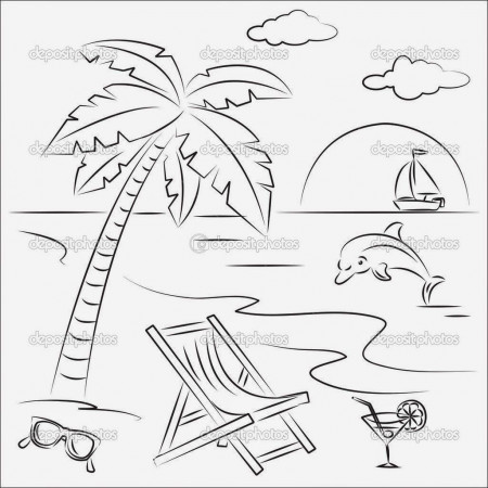 10 Summer Coloring Pages For Kids: beach scene