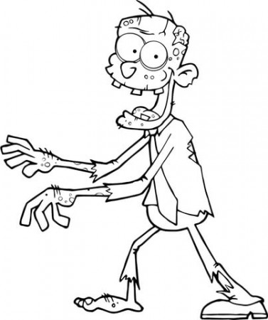 Zombie Walking with Hands in Front coloring page | Free Printable ...