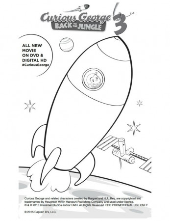 Free Printable Curious George Rocket Ship Coloring Page - Mama Likes This