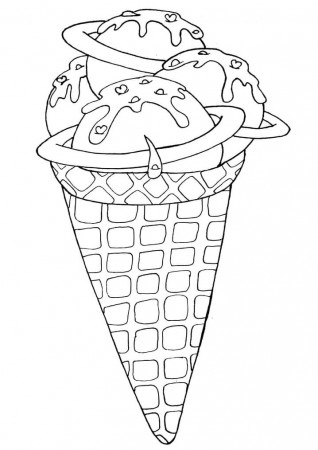 Space Ice Cream Coloring Page - Free Printable Coloring Pages for Kids