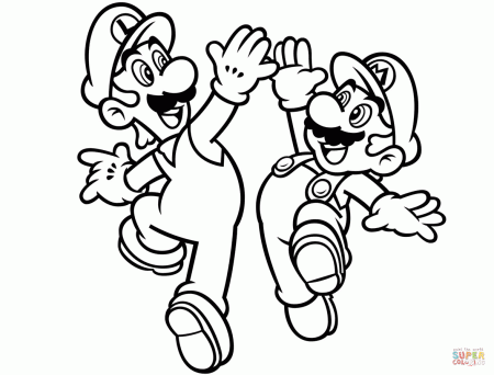 Luigi and Mario coloring page | Free Printable Coloring Pages