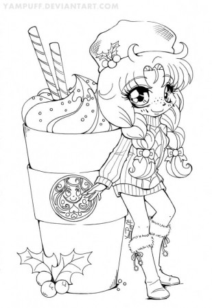 Kawaii Girl Coloring Page - Free Printable Coloring Pages for Kids