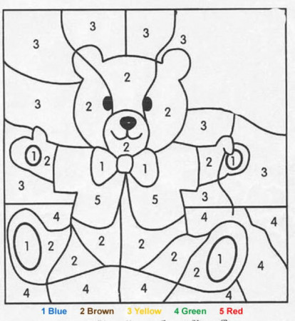 TOY Color by Number coloring pages - Teddy Bear