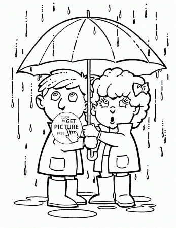 Rainy Spring Season coloring page for kids, seasons coloring pages ...