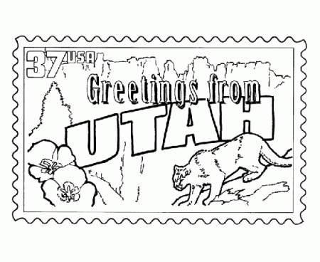 USA-Printables: Utah State Stamp - US States Coloring Pages