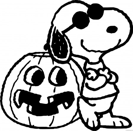 Snoopy Coloring Pages Cartoons Snoopy and Halloween Pumpkin Printable 2020  5651 Coloring4free - Coloring4Free.com