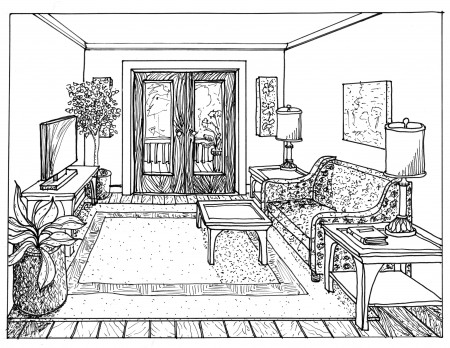 Living room #66428 (Buildings and Architecture) – Printable coloring pages