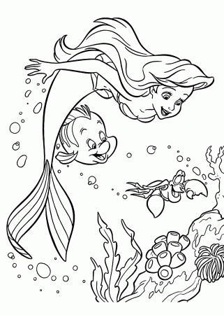 Sebastian and Ariel coloring pages for girls printable free ...