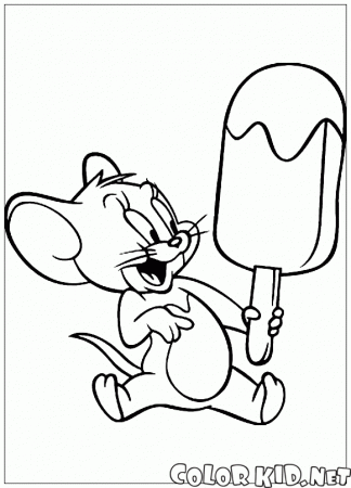 Coloring page - Jerry and popsicle