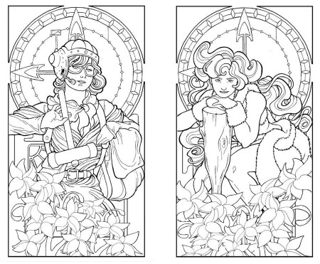 Art nouveau coloring pages to download and print for free
