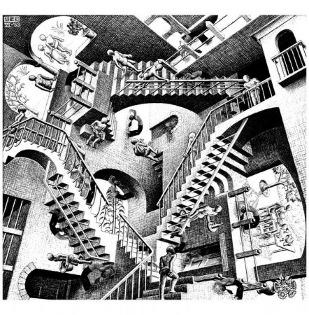 To print this free coloring page «coloring-mc-escher-relativity ...