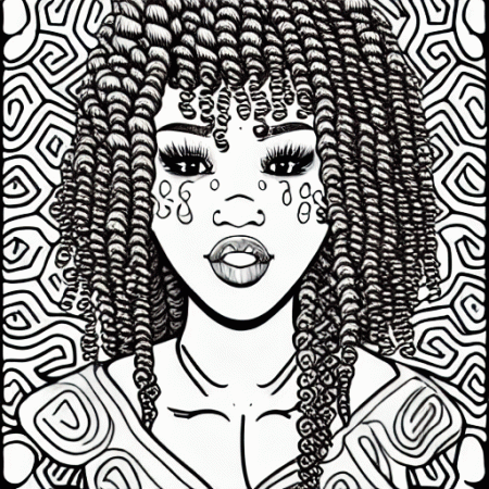 Coloring Page Cute Kinky Coiled Curly Hair · Creative Fabrica