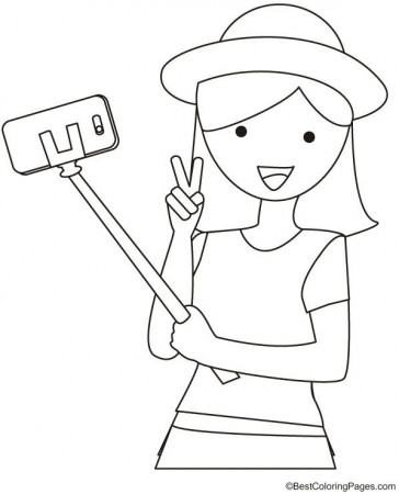 Girl with selfie stick coloring page | Coloring pages, Coloring pages for  kids, Selfie stick