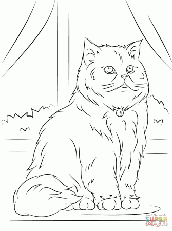 Sitting Persian Cat coloring page | Free Printable Coloring Pages