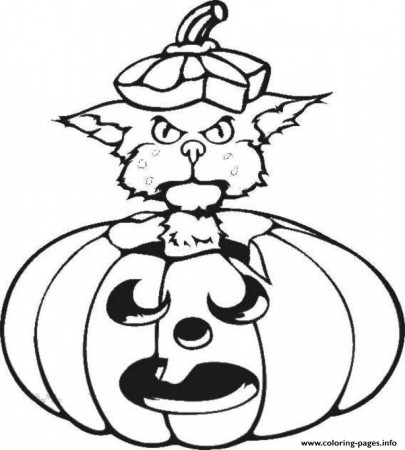 Print black cat halloween s printable kids849a Coloring pages