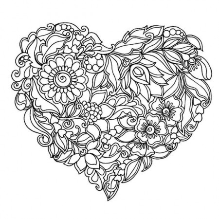 Floral Heart Coloring Page | Heart coloring pages, Flower coloring pages,  Printable flower coloring pages