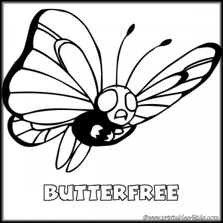 Pokemon Butterfree coloring page : Printables for Kids – free word search  puzzles, coloring pages, and other activities