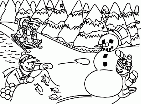 Sledding in the Snow Coloring Page | crayola.com