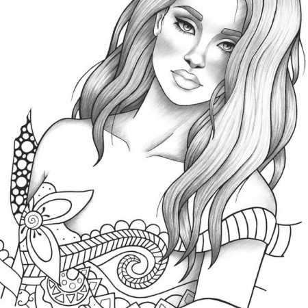 Adult coloring page fantasy girl ...etsy.com · In stock