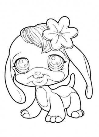 Little Pet Shop Cute Dog with Flower Coloring Pages | Batch Coloring