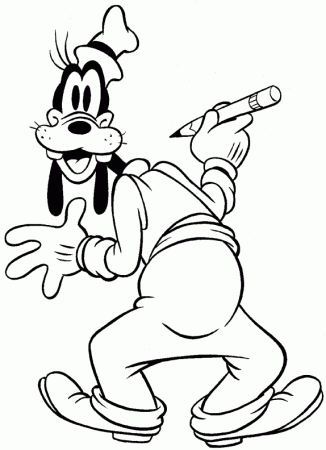 Goofy writing coloring page