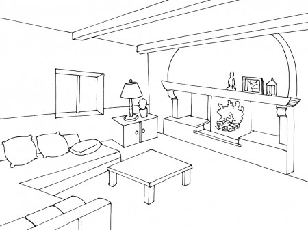 Living room #9 (Buildings and Architecture) – Printable coloring pages