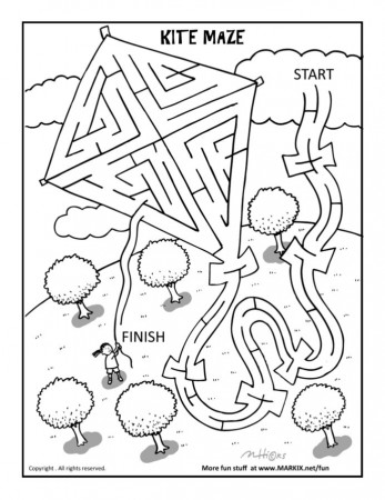Kite Maze And Coloring Mazes For Kids Primary Book Report Forms ...