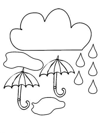 Cloud And Umbrella And Raindrop Coloring Page : Color Luna in 2020 ...