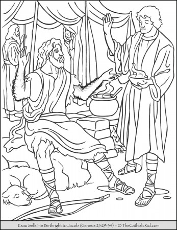 Esau Sells Birthright to Jacob Coloring Page - TheCatholicKid.com
